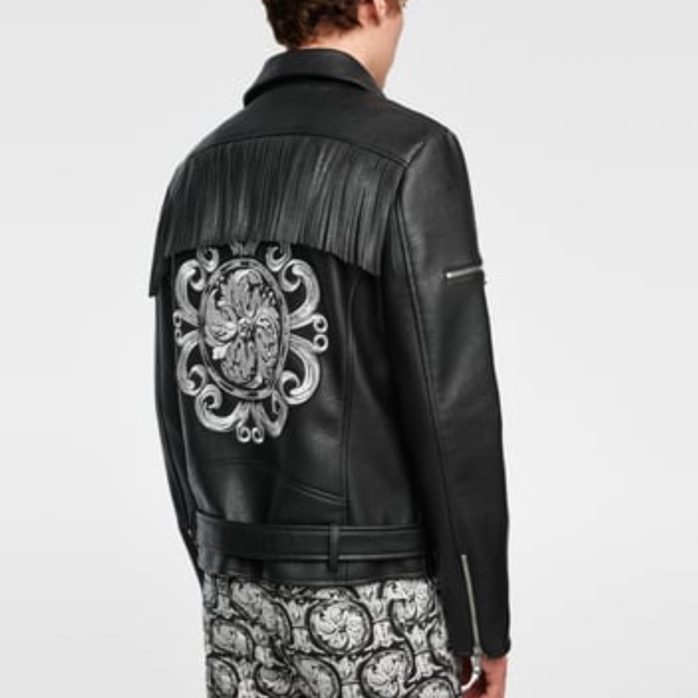Zara biker patched fringed jacket 2018 - Picture 4 of 8